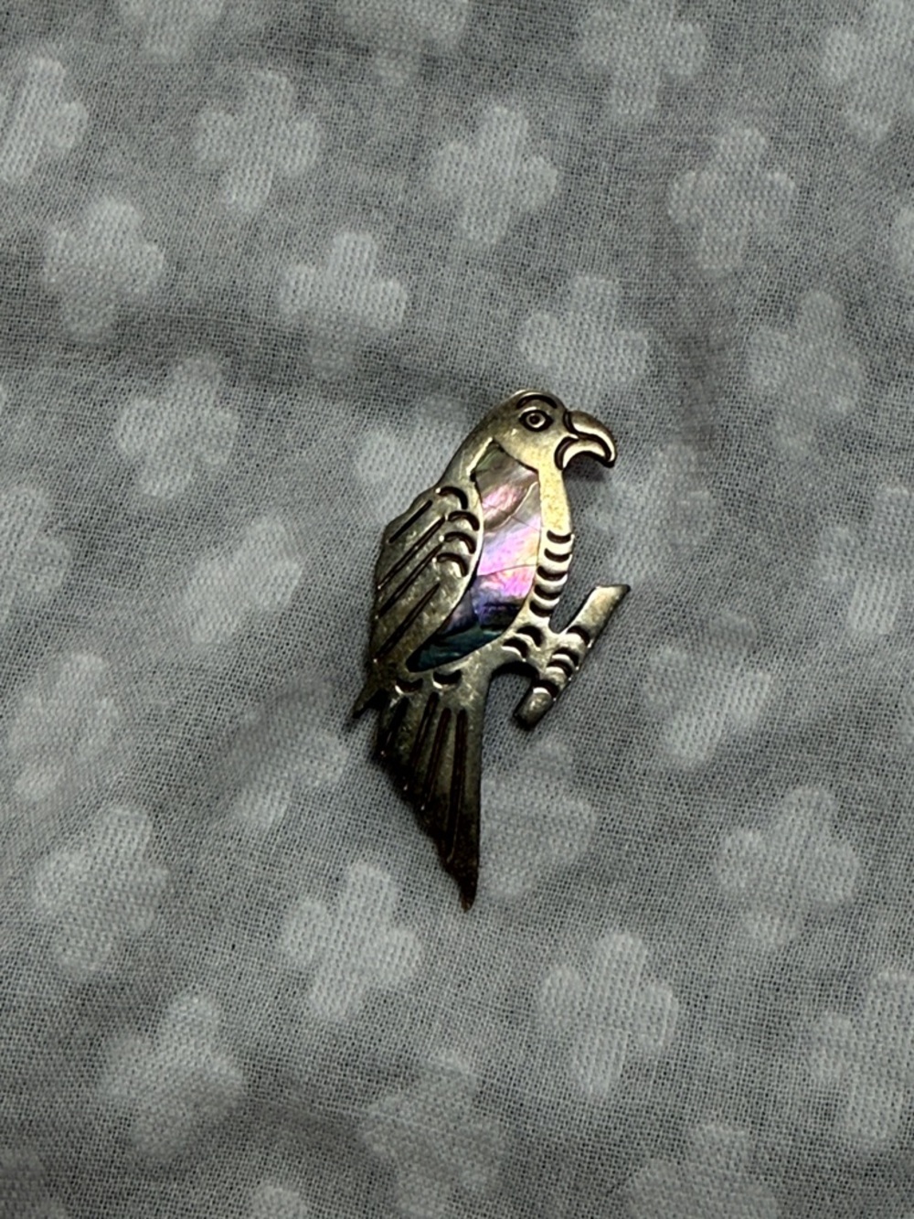 Vintage Alpaca Mexico Abalone Inlay Bird Pin - Picture 5 of 8